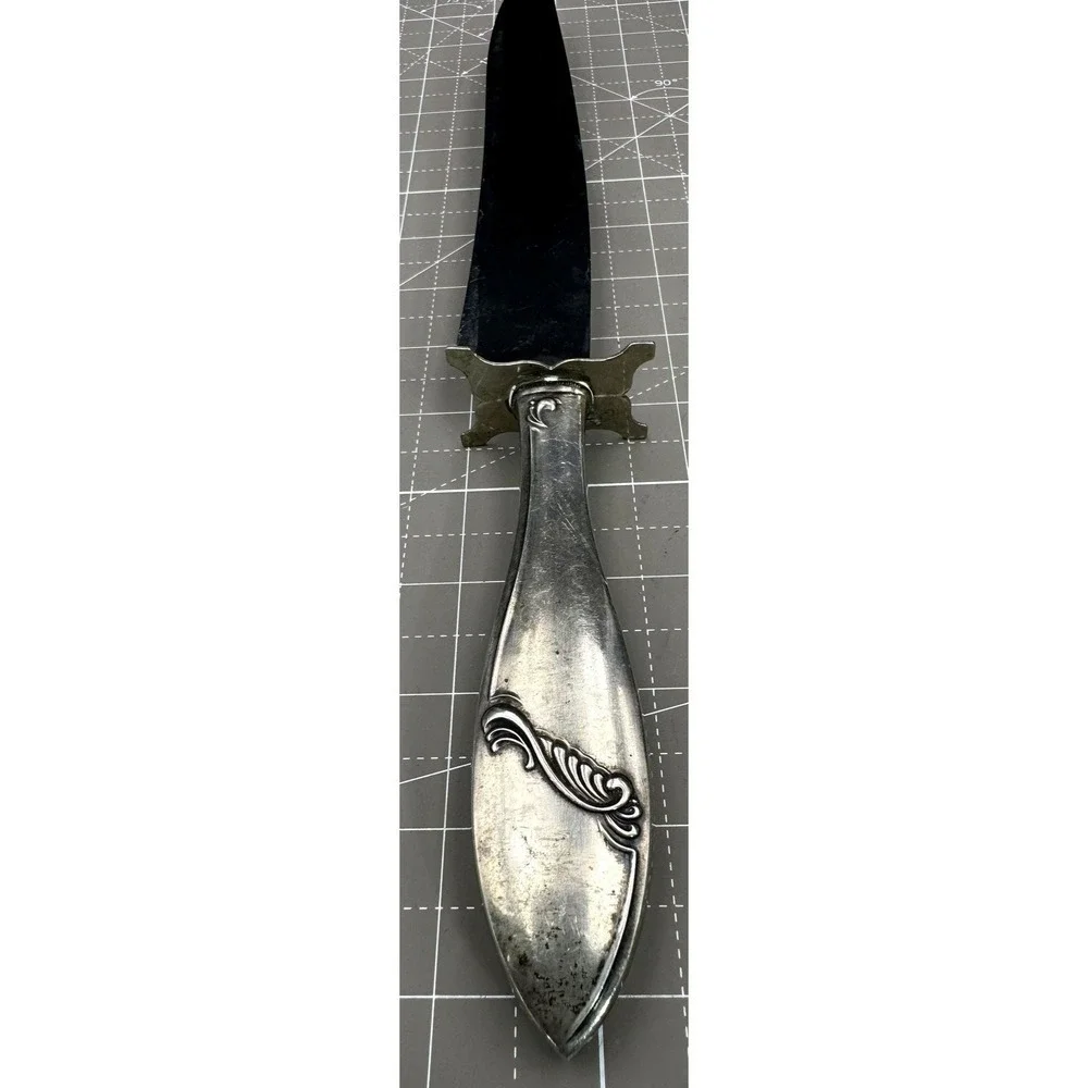 Vintage Sterling Silver Handle Carving Knife Web Knife Guard 13.5